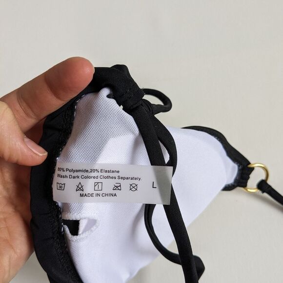 Bikini Top Bundle (3) Size Large Black White Stripe Tropical Print Size Large - Picture 8 of 8